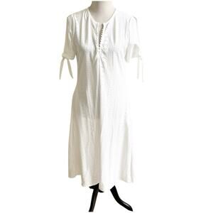 Eyelet Maxi Dress Size Medium NWT Boutique Slit Sleeves Milkmaid Coquette